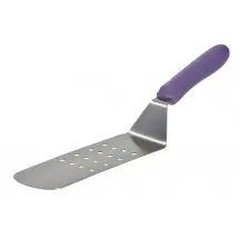Winco TWP-91P Allergen Free Purple Handle Stainless Steel Perforated Flexible Offset Turner 8-1/4&quot; x 2-7/8&quot;