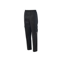 Winco UNF-11KXS Black Poly-Cotton Cargo Chef Pants, Size XS