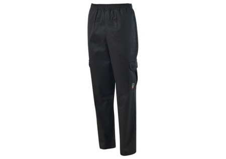 Winco UNF-11KXXL Black Poly-Cotton Cargo Chef Pants, Size 2XL