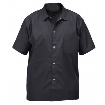 Winco UNF-1KS Small Black Poly-Cotton Blend Short Sleeved Chef Shirt