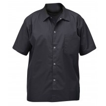 Winco UNF-1KXXL 2X Large Black Poly-Cotton Blend Short Sleeved Chef Shirt