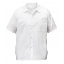 Winco UNF-1WL Large White Poly-Cotton Blend Short Sleeved Chef Shirt