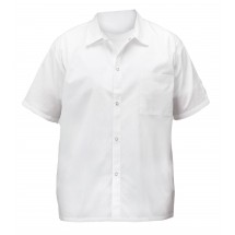 Winco UNF-1WS Small White Poly-Cotton Blend Short Sleeved Chef Shirt