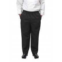 Winco UNF-2KL Large Black Poly-Cotton Blend Relaxed Fit Chef Pants