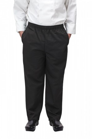 Winco UNF-2KS Small Black Poly-Cotton Blend Relaxed Fit Chef Pants
