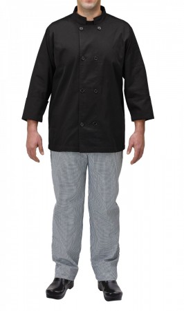 Winco UNF-5KXXL 2X-Large Black Poly-Cotton Blend Double Breasted Chef Jacket with Pocket