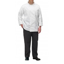 Winco UNF-5WXXL 2X-Large White Poly-Cotton Blend Double Breasted Chef Jacket with Pocket
