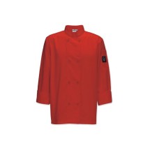 Winco UNF-6RM Men&apos;s Red Long Sleeve Tapered Fit Chef Jacket, Size M