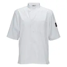 Winco UNF-9W3XL White Short Sleeve Chef&apos;s Shirt with Tapered Fit, Size 3XL