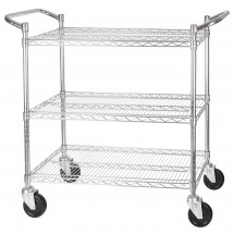Winco VCCD-1836B 3-Tier Wire Chrome Plated Shelving Cart 18&quot; x 36&quot;