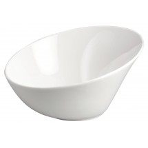 Winco WDP003-203 Ardesia Rimini Creamy White Porcelain Angled Bowl 9-1/2&quot;