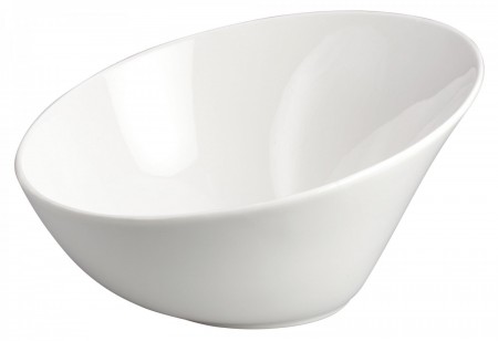 Winco WDP003-203 Ardesia Rimini Creamy White Porcelain Angled Bowl 9-1/2"