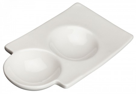 Winco WDP017-106 Ardesia Loures Porcelain Bright White Duo Dish 6"