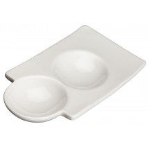 Winco WDP017-106 Ardesia Loures Porcelain Bright White Duo Dish 6&quot;