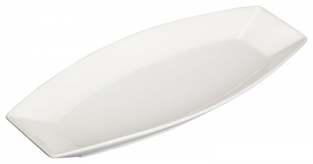 Winco WDP017-110 Ardesia Loures Porcelain Bright White Oval Plate 15-1/4" x 6-1/2"