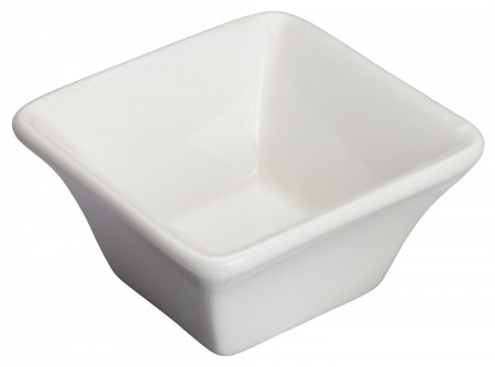 Winco WDP021-104 Ardesia Mescalore Porcelain Bright White Square Mini Bowl 2-1/2"