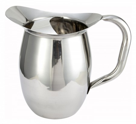 Winco WPB-2C Stainless Steel Deluxe Bell Pitcher with Ice Catcher 2 Qt.