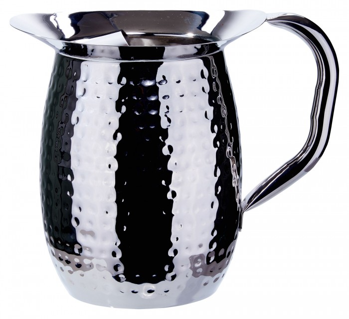 Winco WPB-3CH Stainless Steel Hammered Bell Pitcher with Ice Catcher 3 Qt.