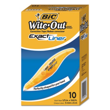 Wite-Out Brand Exact Liner Correction Tape, Non-Refillable, Blue/Orange, 1/5