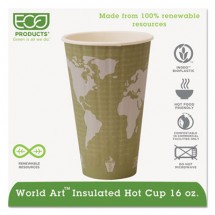 World Art Renewable and Compostable Insulated Paper Hot Cups, PLA, 16  oz., 40/Packs, 15 Packs/Carton