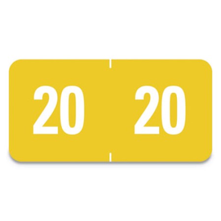 Year 2021 End Tab Folder Labels, 1.5 x 0.75, Yellowith Black, 500 Labels/Roll