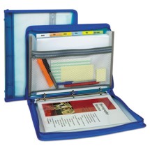 Zippered Binder with Expanding File, 2" Overall Expansion, 7 Sections, Letter Size, Bright Blue